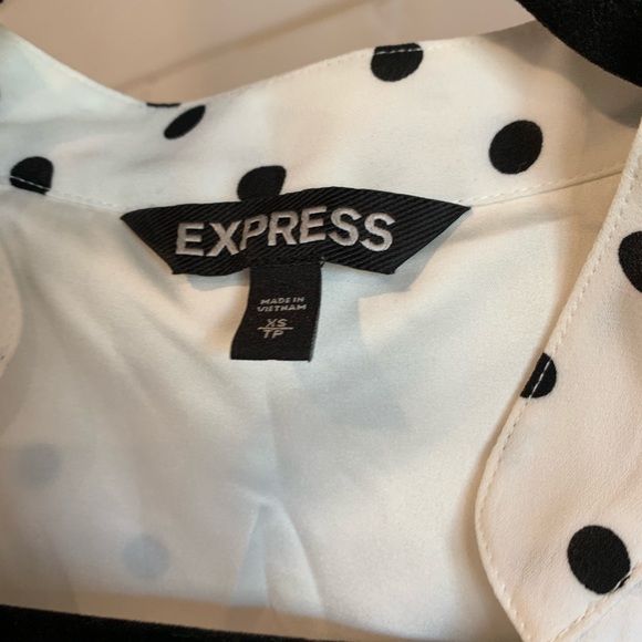 EXPRESS White & Black Polka Dot Dress - Picture 5 of 6